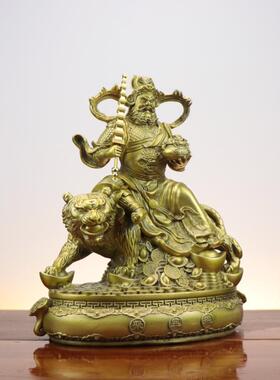 杨铜记 铜武财神 赵公明骑虎财神爷聚宝盆 龙虎玄坛爷古玩收藏