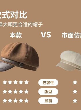 秋冬美拉德显脸小女款八角帽