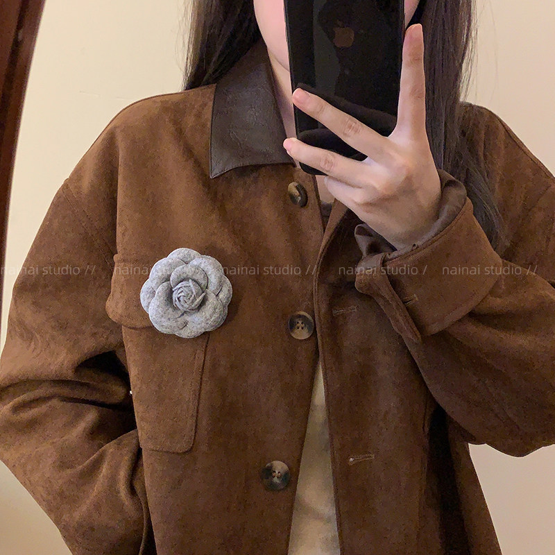 韩版手工山茶花胸针女小香风花朵胸花高级感中古西装毛衣配饰别针,淘宝优惠券,粉丝福利购,淘宝优惠卷