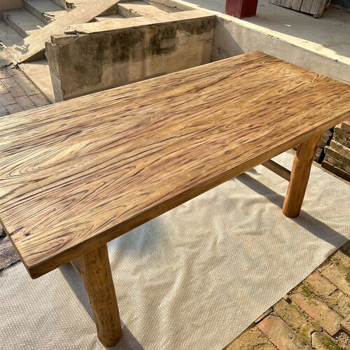 老榆木桌子复古茶桌原木实木桌子吧台长桌书桌餐桌阳台桌民宿家用 - 图1