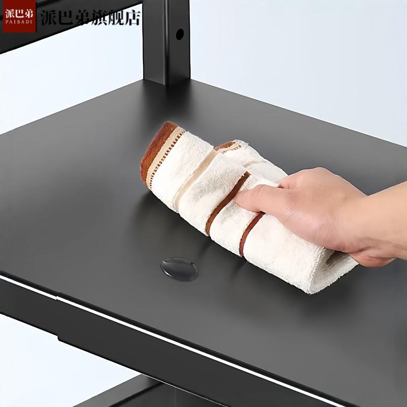 Thickened retractable multi-layer kitchen microwave storage rack