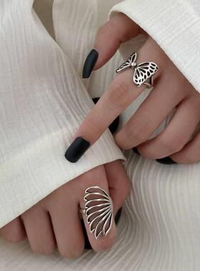 ins new retro old butterfly ring female fashion personality