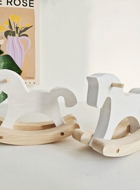 实木小木马桌面摆件创意儿童可爱装饰品摇摇马送礼日常动物