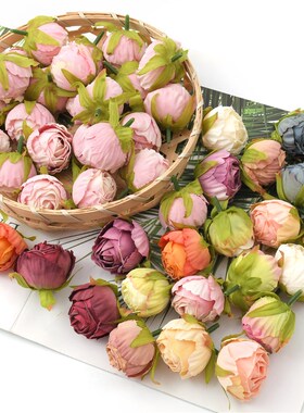 30pcs 3-4cm New Style Oil Rose Bud Artificial Silk Flowers H