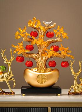 新中式招财发财树元宝摆件玄关客厅电视柜装饰开业乔迁新居礼品