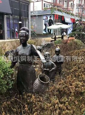 铸铜农民劳作人物雕塑步行街小品雕塑玻璃钢仿古铜现代人物雕塑