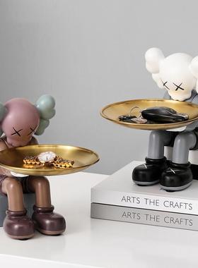 现代简约玄关钥匙收纳托盘暴力熊摆件客厅桌面创意家居软装饰品