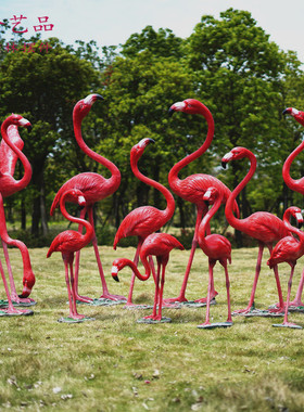 仿真火烈鸟雕塑玻璃钢动物园林景观装饰婚庆道具庭院商场美陈摆件