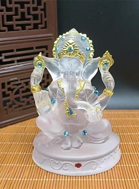 泰国象神摆件琉璃招财东南亚风格桌面摆设工艺品龙婆洪中控台装饰