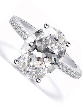 -Chen Rui Large Oval Platinum Plated Zircon Ring Popular Eng