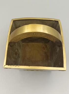 黄铜工艺品 仿古做旧日进斗金铜斗摆件 家居装饰创意礼品
