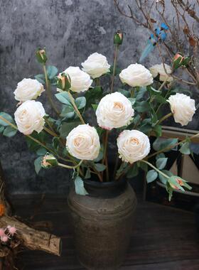 2023 new 1 bunch 2 artificial European peony tea rose camell