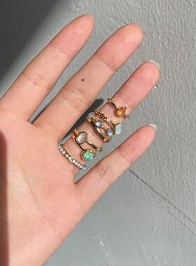 HZ 2021 New Korea 5pcs/set Colorful Stone Rhinestone Metal C