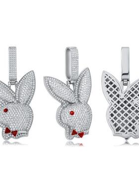 ins red eye bunny bow tie large pendant full of zircon hipho