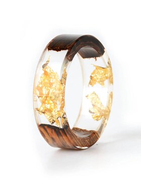 Wood Resin Ring Diy Handmade Dried Flowers Ring For Women Me