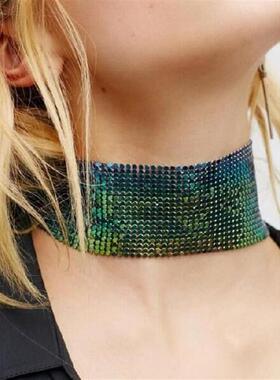 Punk Hot Chick Choker Clavicle Chain Exaggerated Metal Sequi