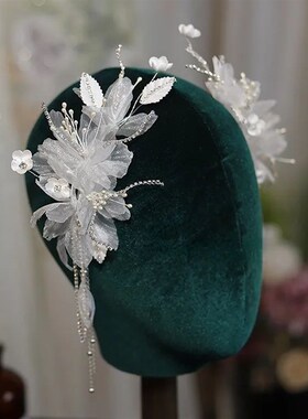 White Gauze Fairy Bride barrettes clips hair wear Fluttering