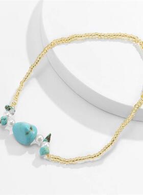 Beach Vacation Wind Turquoise Elastic Wall Brlet Simple Geom