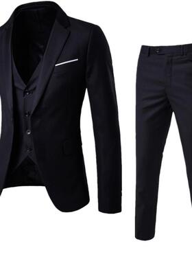 Suit men's three piece suit casual solid color small sui