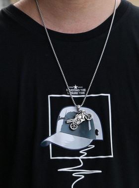 Vintage Punk Cool Motorcycle Pendant Mens Stainless Steel