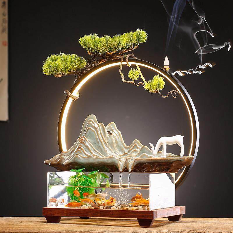 新中式招财流水生财摆件创意喷泉鱼缸家居办公桌面开业乔迁礼品,淘宝优惠券,粉丝福利购,淘宝优惠卷