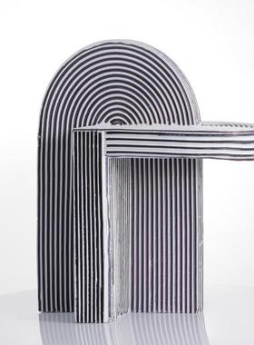 梵茜家居简约现代桌面创意摆件样板房客厅玄关黑白条纹几何摆设