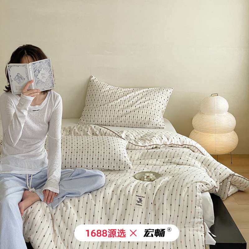 全棉色织酵洗云感被子被芯蚕丝蛋白被家用春秋被冬被纯棉宿舍单人,淘宝优惠券,粉丝福利购,淘宝优惠卷