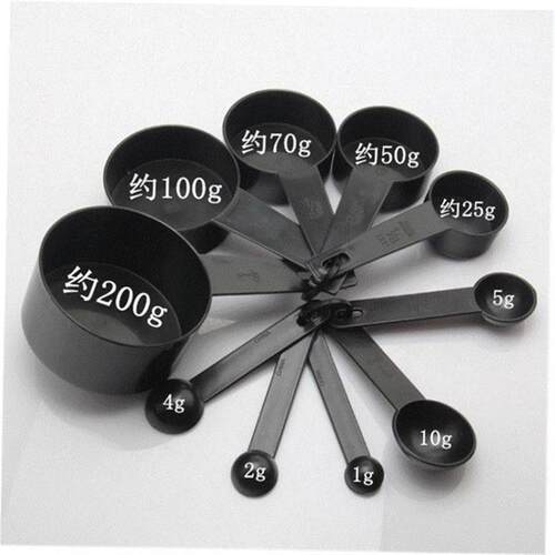 10 black plastic measuring spoons cups set tools for baking - 图1