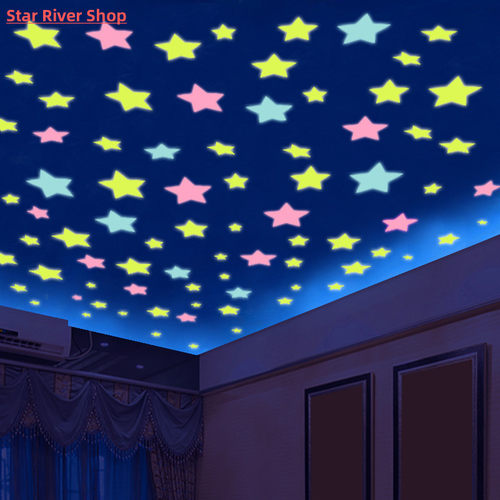50pcs 3D Stars Glow In The Dark Wall Stickers Luminous Fluor - 图3