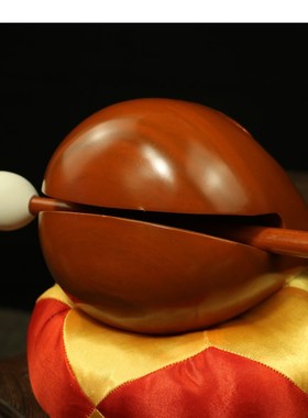 实木樟木鱼 念经木鱼木雕摆件法器 家用打击乐器配送垫子念佛诵经