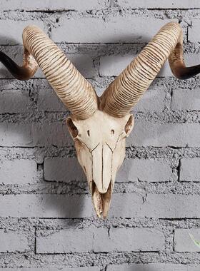原始羊头骨壁挂挂饰墙饰挂饰门口挂件品仿真动物羊头创意家居饰品