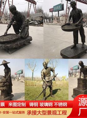 铸铜人物雕塑户外广场商业街玻璃钢仿铜民俗小品雕像摆件