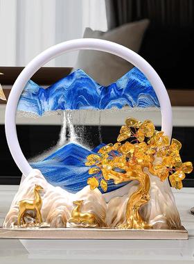 新中式招财流沙画摆件客厅酒柜玄关电视柜家居装饰品乔迁新居礼品