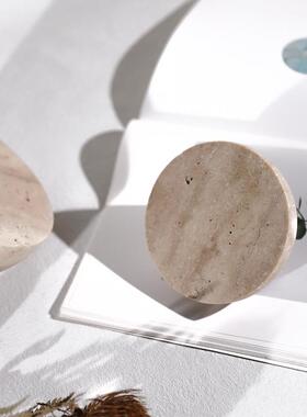 创意侘寂风洞石半圆摆件家居样板间酒店民宿客厅电视柜摆台装饰品