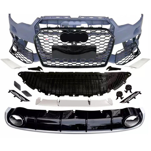 12-18款A6L包角款大包围A6LC7改装老改新RS6前杠后唇矩阵大灯银耳 - 图3