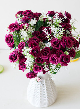 15 Heads Mini Roses Bouquet Artificial Flower Wedding Scene