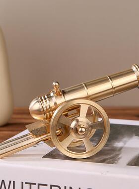 新款黄铜大炮摆件模型迷你意大利炮家居电视柜玄关中式铜摆件
