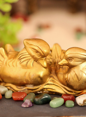 铜器鸳鸯戏水摆件一对夫妻和睦百年好合结婚婚庆卧室礼品