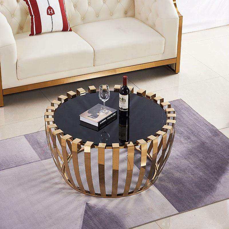 欧式客厅圆形茶几i不锈钢大理石整装简约金属咖啡桌创意角几边几,淘宝优惠券,粉丝福利购,淘宝优惠卷