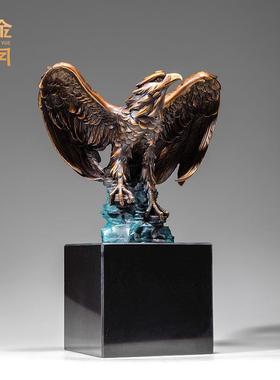 铜金岁月大展宏图老鹰黄铜摆件企业商务赠送礼品老鹰铜器工艺品