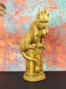 宏达 全黄铜避水兽铜器 复古神兽蚣蝮办公室玄关摆件