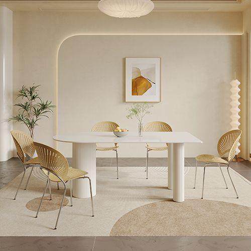 奶油风岩板餐桌创意家用小户型半椭圆吃饭桌法式极简岛台餐桌一体,淘宝优惠券,粉丝福利购,淘宝优惠卷