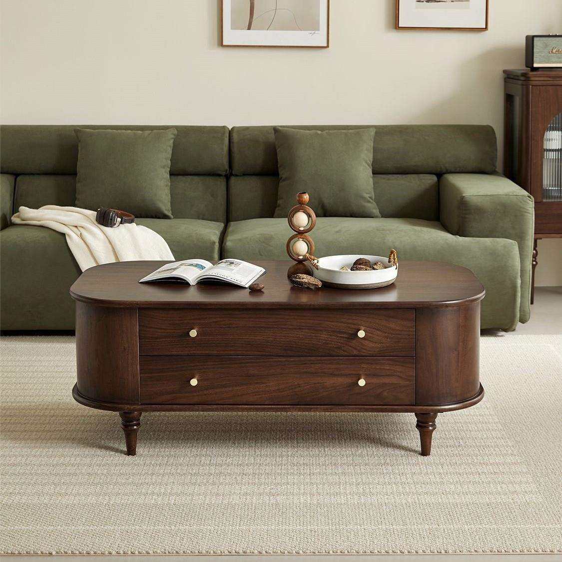 全实木茶几美式轻奢椭圆形小户型简约客厅抽屉收纳茶桌电视柜组合,淘宝优惠券,粉丝福利购,淘宝优惠卷