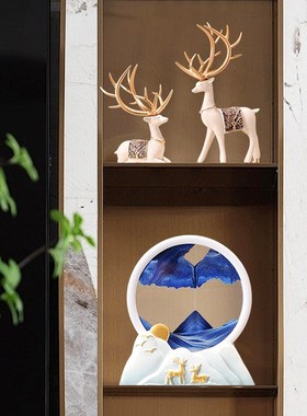 招财鹿流沙画摆件家居客厅酒柜装饰品玄关电视柜新房乔迁新居礼品
