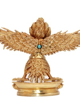 藏密坊 慧宝黄铜大鹏金翅鸟佛堂桌面摆件供品高9cm汽车摆放民族风
