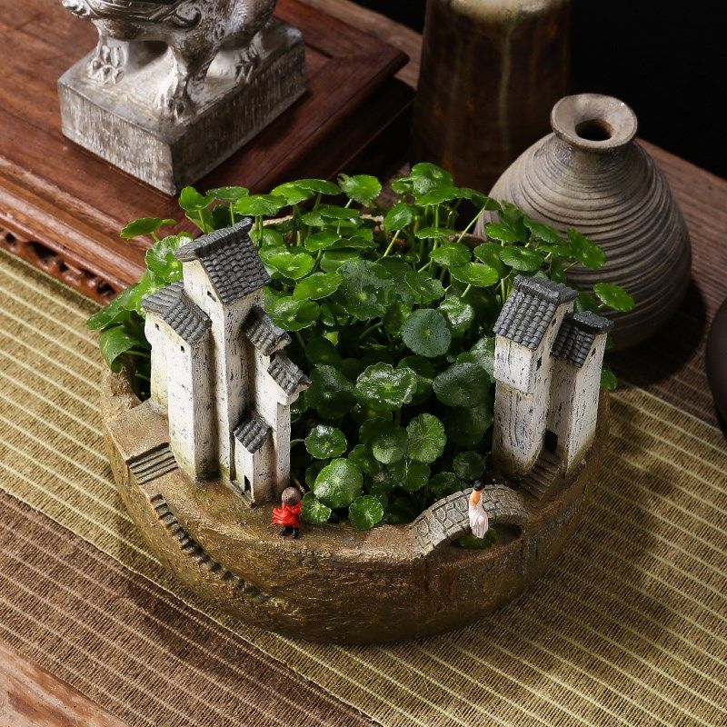 江烟水照晴岚,两岸人家接画檐!中式春节装饰花盆玄关入户摆件,淘宝优惠券,粉丝福利购,淘宝优惠卷