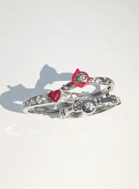 Boho Silver Color Heart CZ Crystal Wedding Rings for Women M