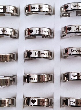 30pcs Heart  Love Stainless Steel 6mm Silver Plated Rings St