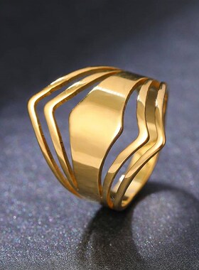 Stainless Steel Ring Geometric Rhombus Antique Rings Anillos