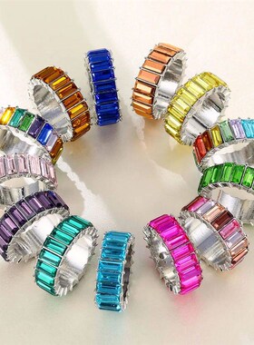 New 3A Zircon Crystal Ring For Women Light Luxury Multicolor